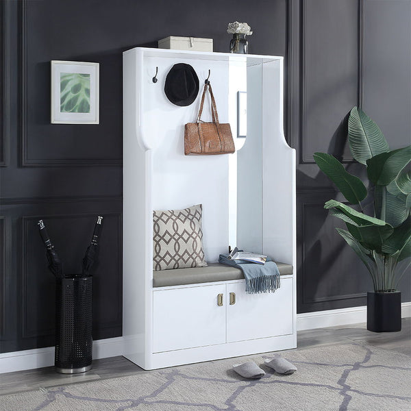 Buck II Hall Tree White High Gloss