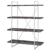 Grimma - 4-Shelf Bookshelf - Rustic Gray And Chrome