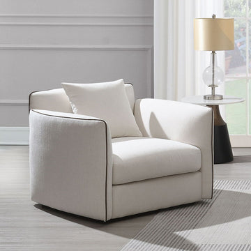 Yolanda - Chair With Pillow - Beige Chenille
