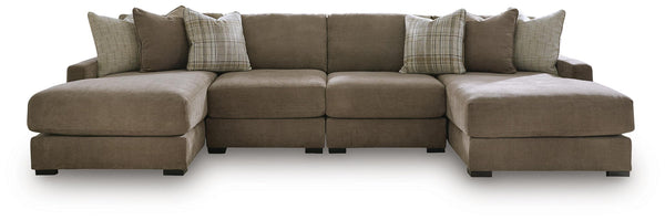 Camellia-Court 4-Piece Double Chaise Sectional Coffee