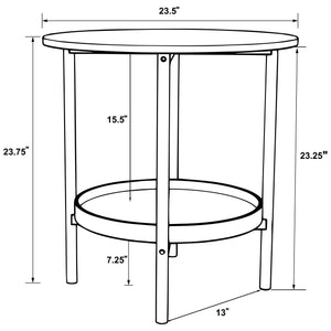 Delfin - Round Glass Top End Table With Shelf - Black / Brown
