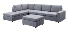 Cassia - 7 Seat Reversible Modular Sectional Sofa With Ottoman - Light Gray
