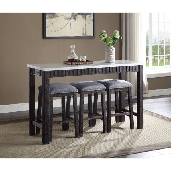 Necalli 4 Piece Counter Height Table Set Marble Top & Weathered Espresso