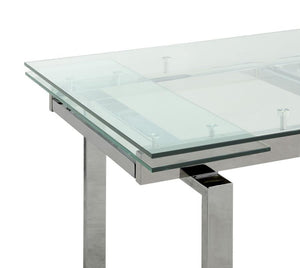 Wexford - Glass Top Extension Leaf Dining Table - Chrome