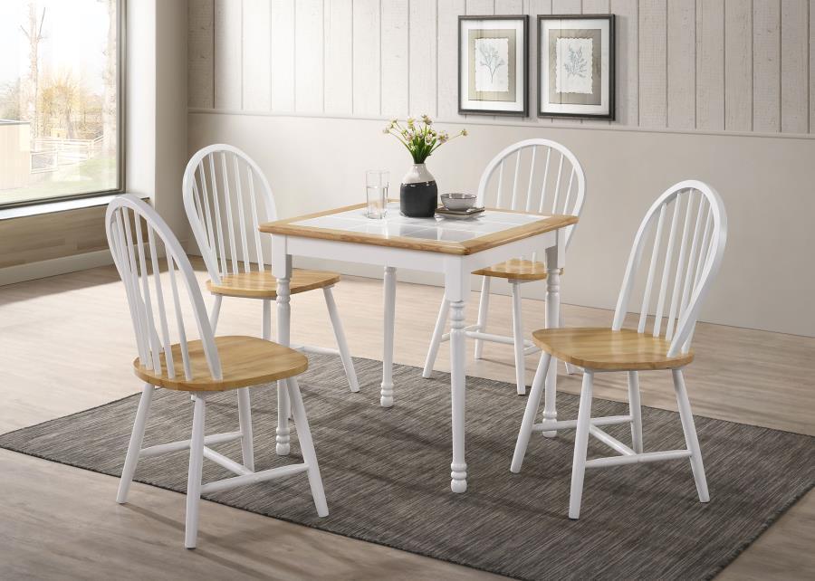 Carlene - 5 Piece Square Windsor Dining Table Set - White