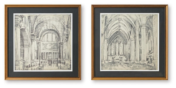 Downyard Wall Art Set (Set of 2) Black / Beige