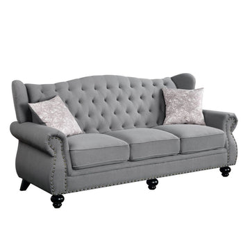 Hannes - Sofa With 2 Pillows - Gray Fabric