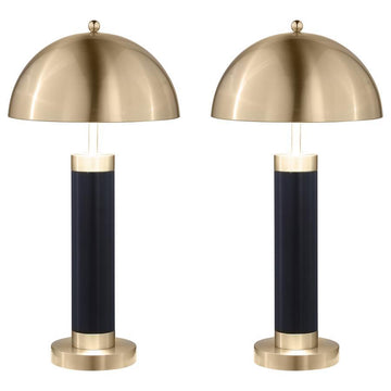 Conroe - Dome Shade Pillar Table Lamp (Set of 2) - Black