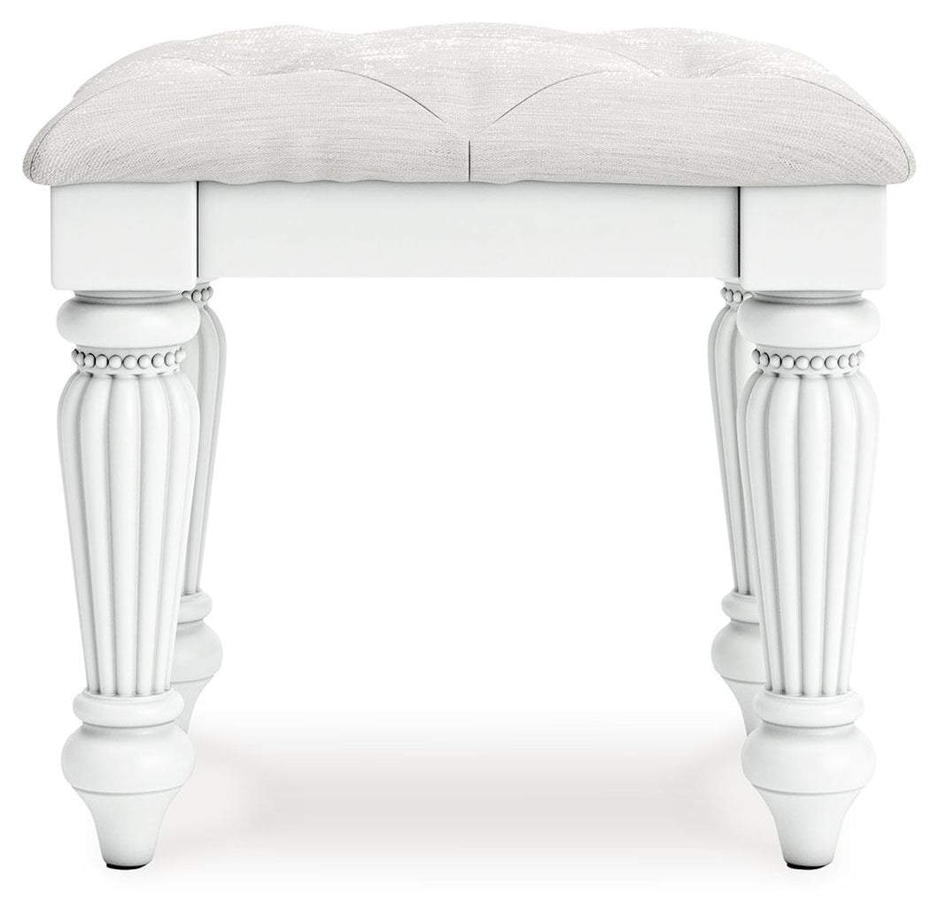 Kozlani - Vanity Upholstered Stool - White