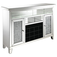 Melinda - 2-Door LED Mirrored Wine Storage Bar Cabinet - Silver