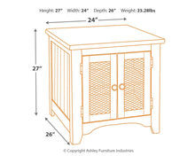 Wystfield - White / Brown - Rectangular End Table - 2 Doors