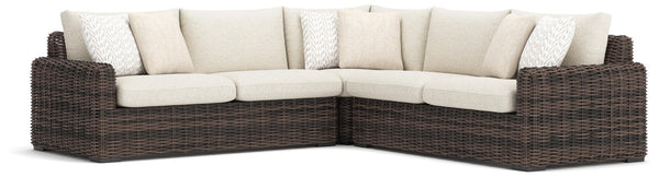 Kimora 3-Piece Outdoor Sectional Beige / Dark Brown