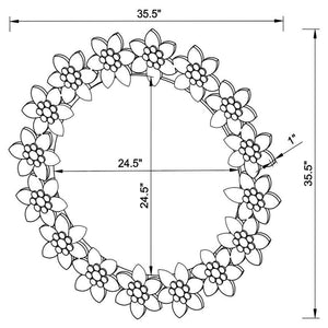 Cordelia - Round Floral Frame Wall Mirror - Silver