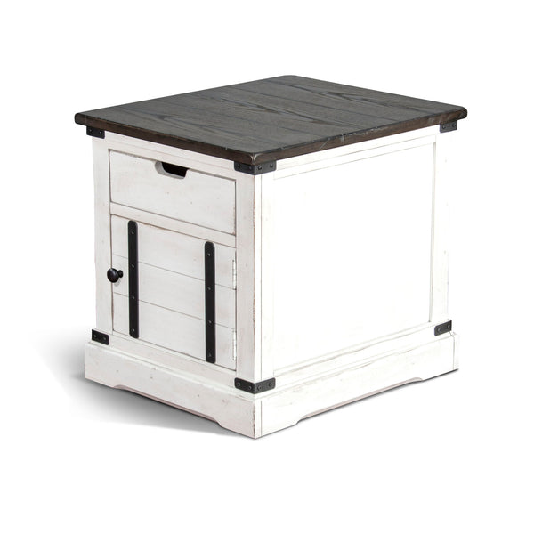 French Country End Table White / Dark Brown