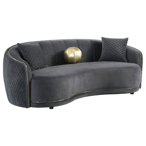Brookside - Velvet Upholstered Curved Sofa - Dark Gray