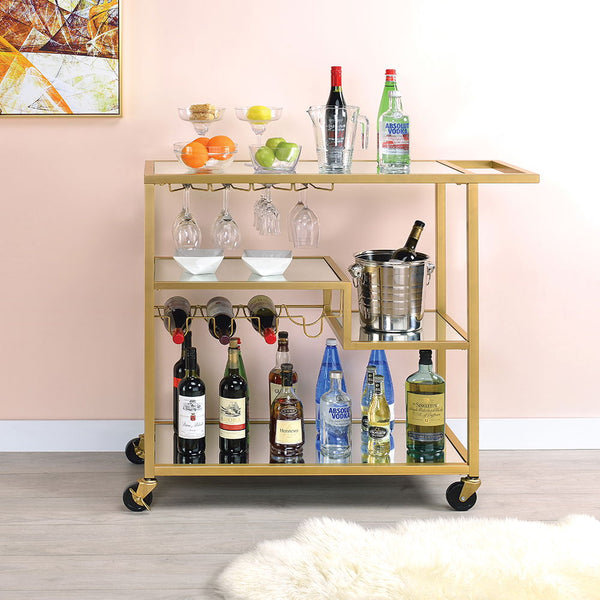 Adamsen Serving Cart Mirrored & Champagne