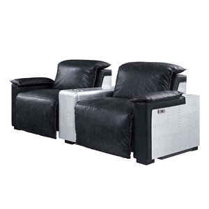 Misezon - Recliner - Black Top Grain Leather & Aluminum