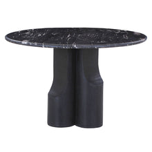 Kinton - Round Dining Table With Natural Marble Top - Black