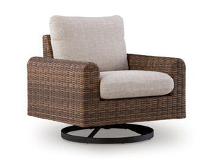 Dolan Creek - Swivel Lounge With Cushion - Gray / Brown
