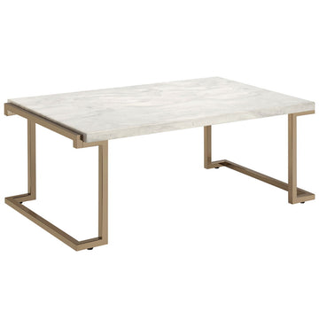 Boice II - Coffee Table - Faux Marble Top & Champagne