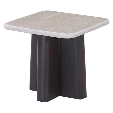Jacory - End Table With Bottocino Marble Top - Beige / Espresso