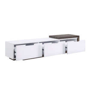 Orion - TV Stand - White High Gloss & Rustic Oak