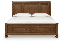 Zackaryn - King Sleigh Storage Bed - Warm Brown
