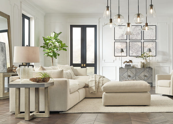 Elyza 2 Pc. Right Arm Facing Corner Chaise 3 Pc.Sectional, Ottoman Linen