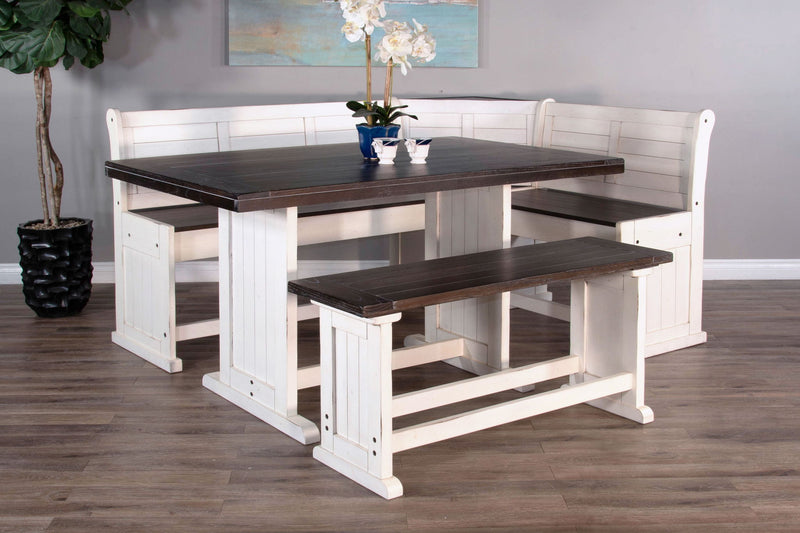 Carriage House - Counter Height Breakfast Nook Set - Cottage White / Europen Dark complete set