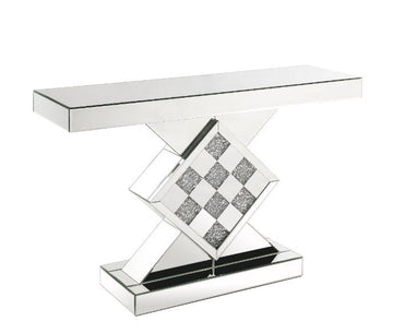 Noralie - 47" X 14" Console Table - Mirrored & Faux Diamonds