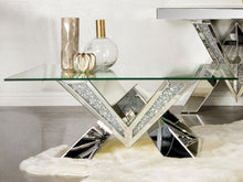 Taffeta - Glass Top Mirrored Acrylic Coffee Table - Silver