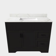 Bathroom Vanity Set, Fluted Cabinet, Soft Close Doors, Single Faucet Hole, Sink Included - Black