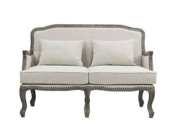 Tania - Loveseat With 2 Pillows - Cream Linen & Gray