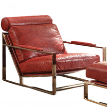 Quinto - Accent Chair - Antique Red Top Grain Leather & Stainless Steel