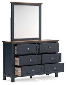 Landocken - Brown / Blue - Dresser and Mirror