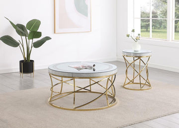 Elise - Round Mirror Top Coffee Table Set