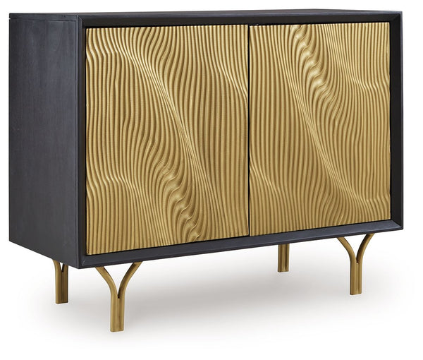 Tayner Accent Cabinet Black / Gold Finish