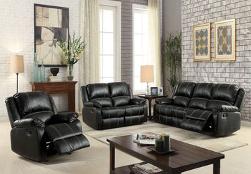 Zuriel - 81" Motion Sofa - Black Synthetic Leather