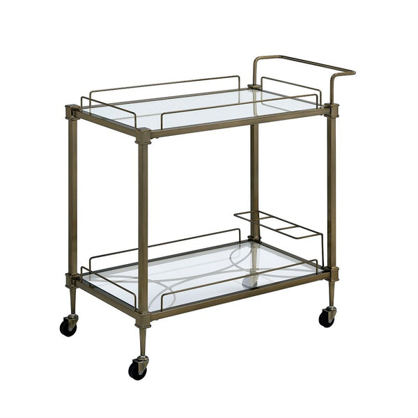 Aditya Serving Cart Mirrored & Antique Brass