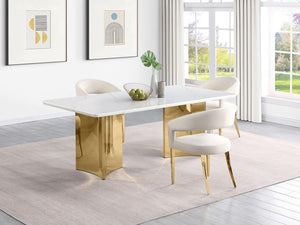 Telvin - Rectangular Marble Top Dining Table White - White Marble