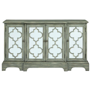 Erigeron - 4 Door Wood Trellis Storage Accent Cabinet - Gray