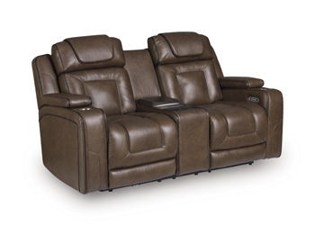 Mestrino Power Recline Loveseat/Fridge Cooler Hickory