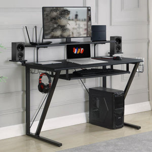 Wedalia - Computer Gaming Desk With Utility Hook - Black