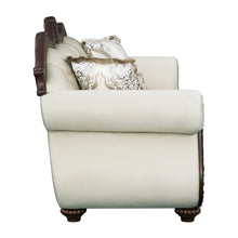 Pierce - Sofa With 5 Pillows - Beige Fabric & Cherry Finish