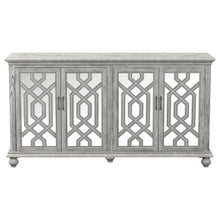 Melanie - 4 Door Wood Trellis Accent Cabinet - Distressed White