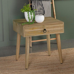 Zabel - 1-Drawer Square Mango Wood Side End Table - Natural