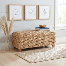 Laughton Hand-Woven Banana Leaf Storage Bench – Natural