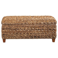 Laughton Hand-Woven Banana Leaf Storage Bench – Amber