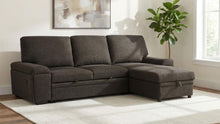 Demko Sleeper Sectional Sofa with Speaker and Storage Chaise – Brown
