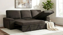 Demko Sleeper Sectional Sofa with Speaker and Storage Chaise – Brown